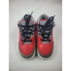Nike Air Jordan 3 Retro Fire Red Cement Grey Size 9C Toddler CQ0489-600